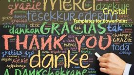  Presentation with thank - PPT layouts having thank you in many languages background and a tawny brown colored foreground