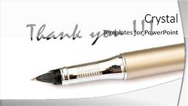  Presentation with pen - Beautiful PPT theme featuring thank you message and pen backdrop and a white colored foreground