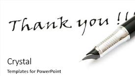  Presentation with thank - PPT theme having thank you message and pen background and a white colored foreground