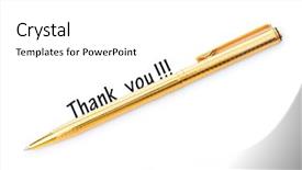  Presentation with thank - Colorful PPT layouts enhanced with thank you message and pen backdrop and a  colored foreground