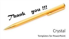  Presentation with thank - Cool new theme with thank you message and pen backdrop and a white colored foreground