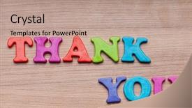  Presentation with note - Colorful presentation enhanced with thank you message backdrop and a coral colored foreground