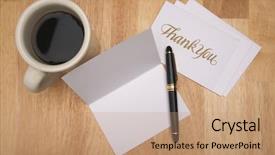  Presentation with thank - Slides consisting of thank you note card background and a coral colored foreground