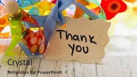  Presentation with note - PPT theme enhanced with smiling business woman sitting on a chair and holding cup of coffee background and a dark gray colored foreground