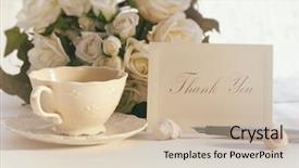  Presentation with tea party - Cool new PPT theme with thank you note with tea backdrop and a soft green colored foreground