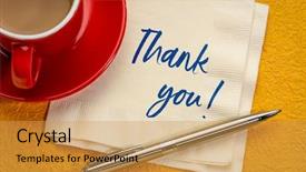  Presentation with napkin - Audience pleasing slides consisting of thank you phrase - handwriting backdrop and a yellow colored foreground