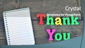  Presentation with thank - Theme with thank you word on wooden background and a gray colored foreground