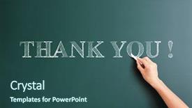  Presentation with thank you mountains - Beautiful presentation theme featuring thank you written on blackboard backdrop and a ocean colored foreground