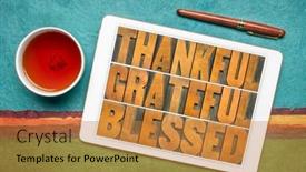  Presentation with inspirational abstract - Presentation design featuring thankful-grateful-and-blessed-inspirational background and a gold colored foreground