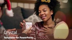  Presentation with afro - Slide deck consisting of thankful-young-afro-american-female background and a tawny brown colored foreground