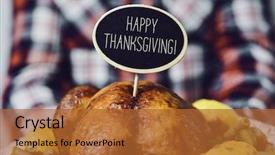  Presentation with happy thanksgiving - Presentation featuring thankgiving card - closeup of a young caucasian background and a red colored foreground