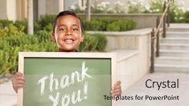  Presentation with thank - Presentation theme with thanks - happy hispanic boy holding thank background and a lemonade colored foreground