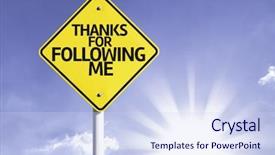  Presentation with thank you sign - Presentation theme featuring thanks for following me road background and a sky blue colored foreground