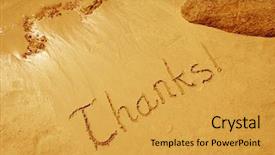 Presentation with thank - Presentation design featuring thanks handwritten in sand background and a yellow colored foreground