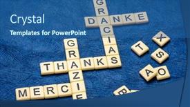  Presentation with letter - Slide set enhanced with thanks-in-different-languages-crossword background and a ocean colored foreground