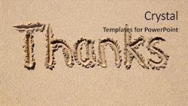  Presentation with beach sands - Cool new PPT theme with thanks written on a sandy backdrop and a coral colored foreground