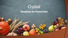  Presentation with autumn leaves - PPT layouts consisting of thanksgiving - autumn fruits and pumpkins background and a gray colored foreground