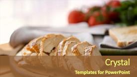  Presentation with turkey - PPT theme featuring thanksgiving - delicious sliced turkey breast background and a tawny brown colored foreground