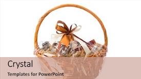  Presentation with gift - Amazing theme having thanksgiving - gift basket on white background backdrop and a coral colored foreground