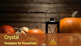  Presentation with lantern - Presentation theme featuring thanksgiving - lantern with burning candle pumpkins background and a tawny brown colored foreground