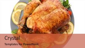  Presentation with turkey - Presentation theme enhanced with thanksgiving - plate with roasted turkey background and a red colored foreground