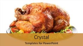  Presentation with white plate - Colorful slides enhanced with thanksgiving - plate with roasted turkey backdrop and a gold colored foreground