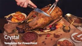  Presentation with berries - Slides having thanksgiving - roasted stuffed goose with herbs background and a tawny brown colored foreground