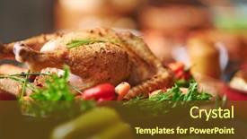 Presentation with turkey - PPT theme featuring thanksgiving - roasted turkey with vegs background and a tawny brown colored foreground