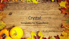  Presentation with fall leaves - Beautiful theme featuring thanksgiving autumn fall background with red brown and yellow leaves and pumpkin backdrop and a yellow colored foreground