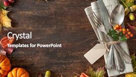  Presentation with fall leaves - Colorful PPT theme enhanced with thanksgiving autumn place setting backdrop and a tawny brown colored foreground
