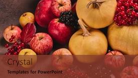  Presentation with halloween pumpkins thanksgiving day - PPT theme enhanced with thanksgiving-background-festive-still-life background and a tawny brown colored foreground