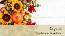  Presentation with fall leaves - PPT layouts consisting of thanksgiving background with autumn pumpkins background and a soft green colored foreground
