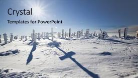  Presentation with thanksgiving - Slides consisting of thanksgiving bible - frozen crosses in winter landscape background and a light blue colored foreground
