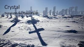  Presentation with thanksgiving - Slides featuring thanksgiving bible - frozen crosses in winter landscape background and a light blue colored foreground