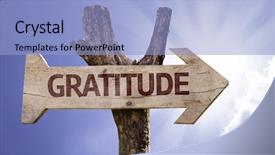  Presentation with gratitude - Presentation theme enhanced with thanksgiving bible - gratitude wooden sign background and a light blue colored foreground
