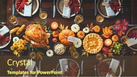  Presentation with thanksgiving dinner - Audience pleasing PPT layouts consisting of thanksgiving celebration traditional dinner roasted backdrop and a tawny brown colored foreground