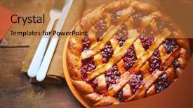  Presentation with homemade pastry apple pie pies - Audience pleasing PPT layouts consisting of thanksgiving christmas - delicious homemade pie with cowberry backdrop and a gold colored foreground