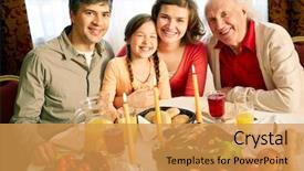  Presentation with man looking up happy - Beautiful slides featuring thanksgiving christmas - portrait of happy family looking backdrop and a gold colored foreground