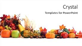  Presentation with thanksgiving - Presentation design having thanksgiving cornucopia filled with autumn background and a white colored foreground