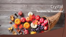  Presentation with thanksgiving - Slides consisting of thanksgiving-cornucopia-filled-with-pumpkins background and a gray colored foreground