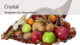  Presentation with thanksgiving - Slide deck featuring thanksgiving cornucopia horn of plenty background and a light gray colored foreground