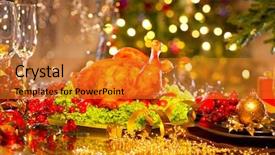  Presentation with table setting - PPT layouts with thanksgiving day - christmas table setting with turkey background and a gold colored foreground