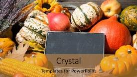  Presentation with thanksgiving - Slide set featuring thanksgiving day autumnal still life background and a gold colored foreground