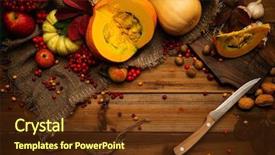  Presentation with detox green smoothies still life - PPT theme with thanksgiving day autumnal still life background and a tawny brown colored foreground