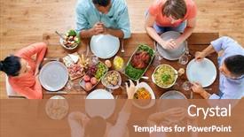  Presentation with thanksgiving dinner - Colorful PPT layouts enhanced with thanksgiving day eating and leisure backdrop and a coral colored foreground