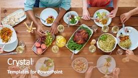  Presentation with thanksgiving dinner - Amazing PPT theme having thanksgiving day eating and leisure backdrop and a coral colored foreground