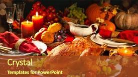  Presentation with thanksgiving dinner - PPT layouts consisting of thanksgiving dinner roasted turkey garnished background and a tawny brown colored foreground