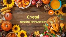  Presentation with thanksgiving dinner - Cool new PPT theme with thanksgiving dinner roasted turkey backdrop and a tawny brown colored foreground