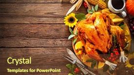  Presentation with thanksgiving dinner - Theme featuring thanksgiving dinner roasted turkey background and a tawny brown colored foreground