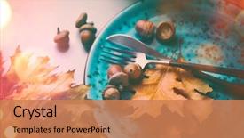  Presentation with thanksgiving dinner - Audience pleasing slide deck consisting of thanksgiving dinner thanksgiving wooden table backdrop and a coral colored foreground